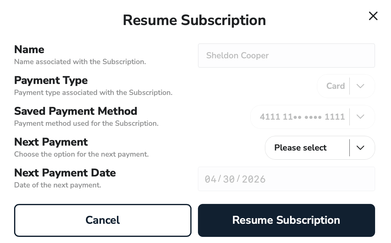 Subscriptions Resume Subscriptions Resume
